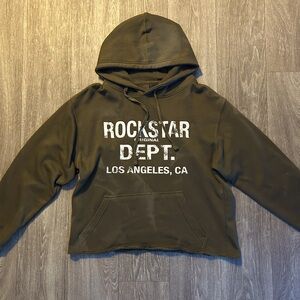 Rockstar Original Olive Green Hand Cropped Hoodie